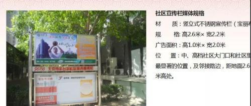 某广告交易平台发布的社区宣传栏广告位。